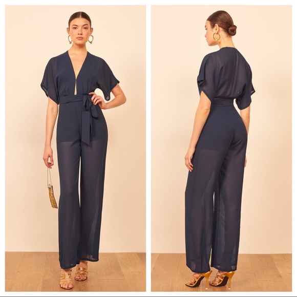 Reformation Pants - Reformation Navy Lemongrass Jumpsuit